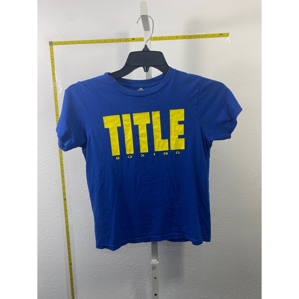 Title Boxing Graphic T-Shirt Blue Yellow Mens Small Short Sleeve Crewneck Tee